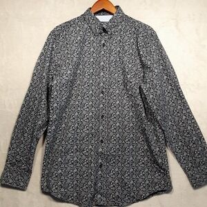 Ben Sherman Mens Long Sleeve Floral Print Designer Shirt Sz.Large/Black Color